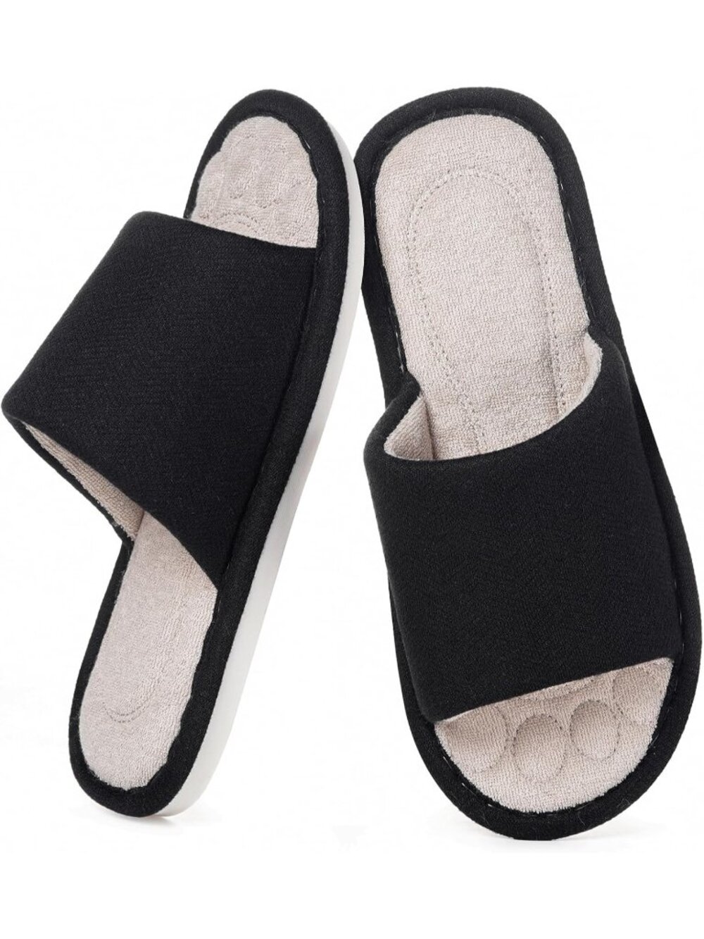 Men's Black Slippers Breathable Slip-on Indoor Slippers Washable Home Shoes